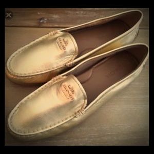 Gold coach moccasins